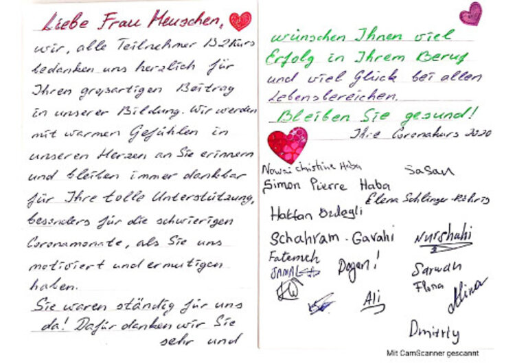 Liebe Dankesworte zum Kursabschluss