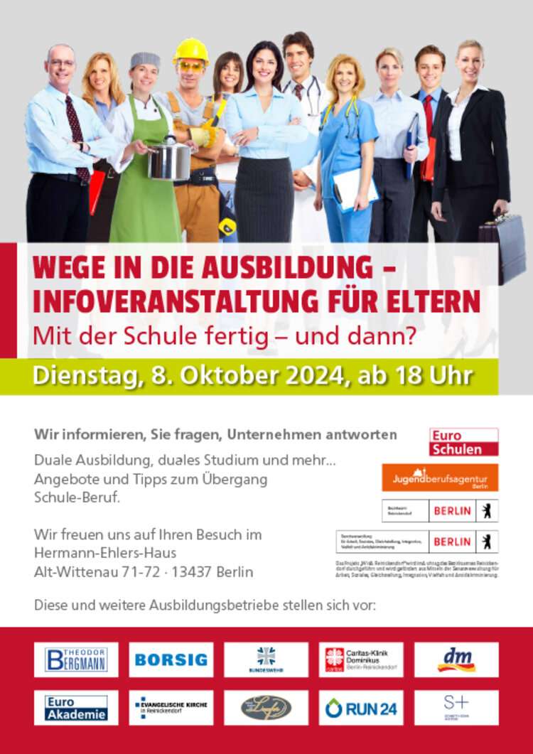 „Wege in die Ausbildung“ im Hermann-Ehlers-Haus Plakat für die Infoveranstaltung "Wege in die Ausbildung" am 8. Oktober, ab 18 Uhr