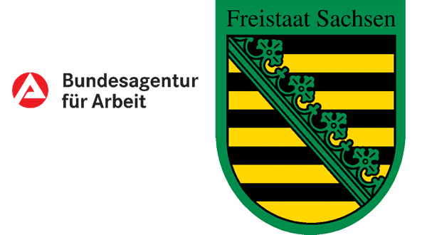 Berufsorientierung an der Euro Akademie Leipzig Logo des Freistaates Sachsen und der Bundesagentur für Arbeit