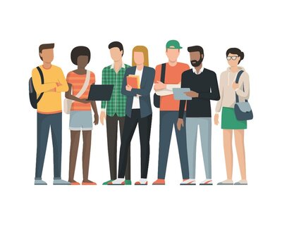 Multinationale Gruppe junger Menschen. 