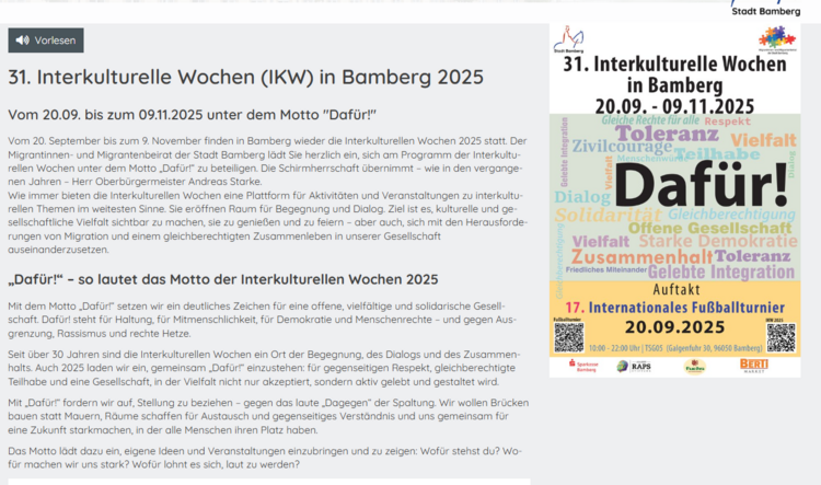 Euro-Schulen nehmen an 31. Interkulturellen Wochen in Bamberg teil