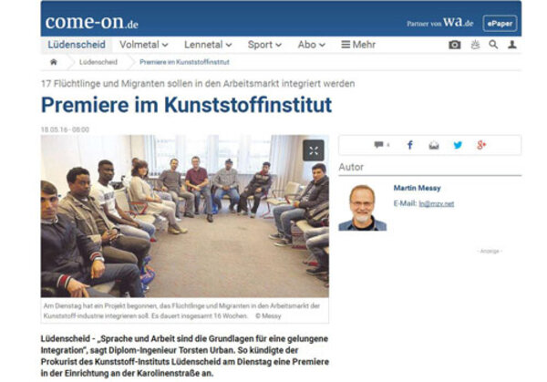 Flüchtlinge beginnen Ausbildung am Kunsstoffinstitut Lüdenscheid